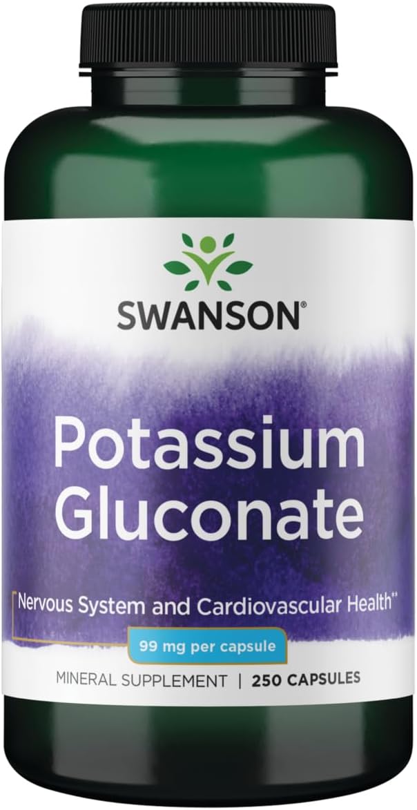 Swanson Potassium Gluconate Capsules - 99mg, 250 Count