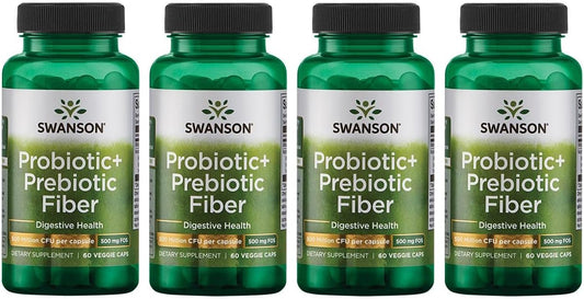 Swanson Prebiotic and Probiotic Fiber Capsules - Supports Digestive and Immune Health - Promotes Regularity and GI Tract Health - 60 Capsules per Pack