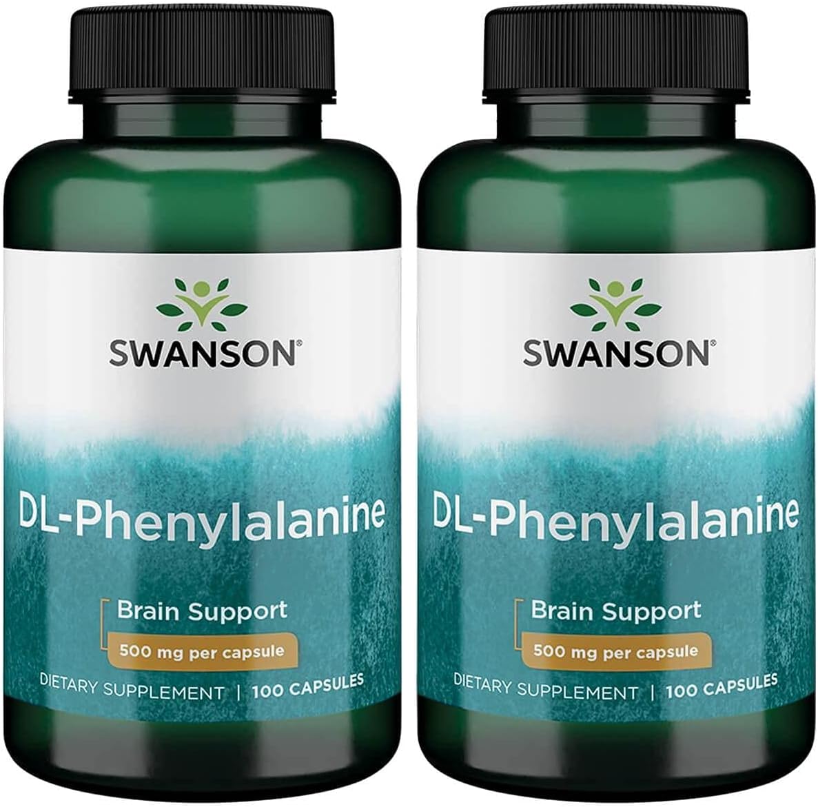 Swanson Premium Amino Acid DL-Phenylalanine 500mg 100 Capsules - Pack of 2
