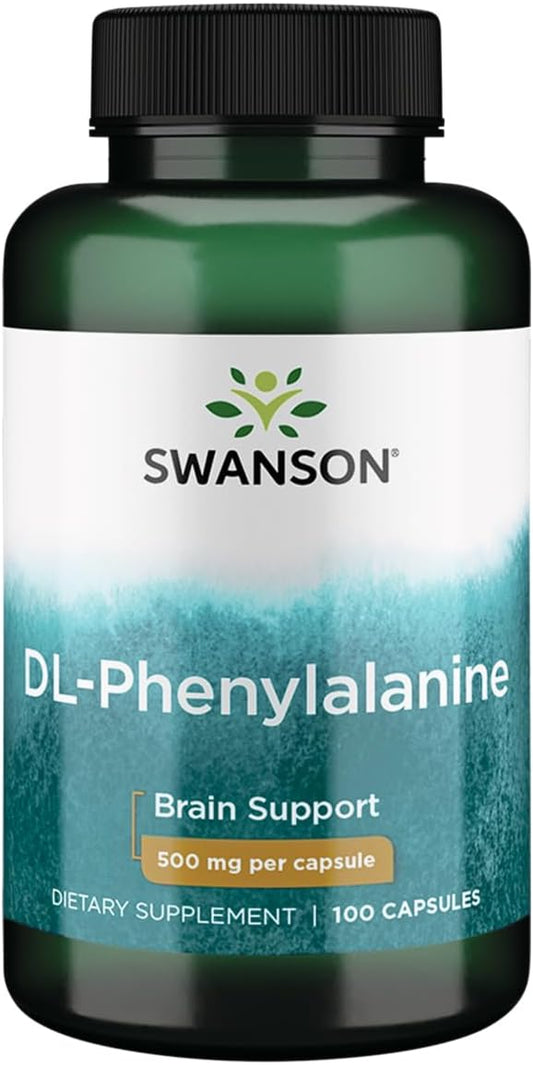 Swanson Premium Amino Acid DL-Phenylalanine 500mg 100 Capsules - High-Quality Supplement