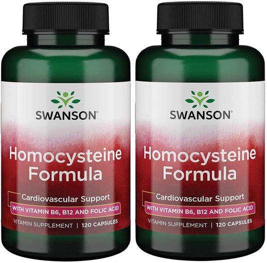 Swanson Premium Brand Homocysteine Formula 120 Capsules - Cardiovascular Support - Pack of 240 Capsules