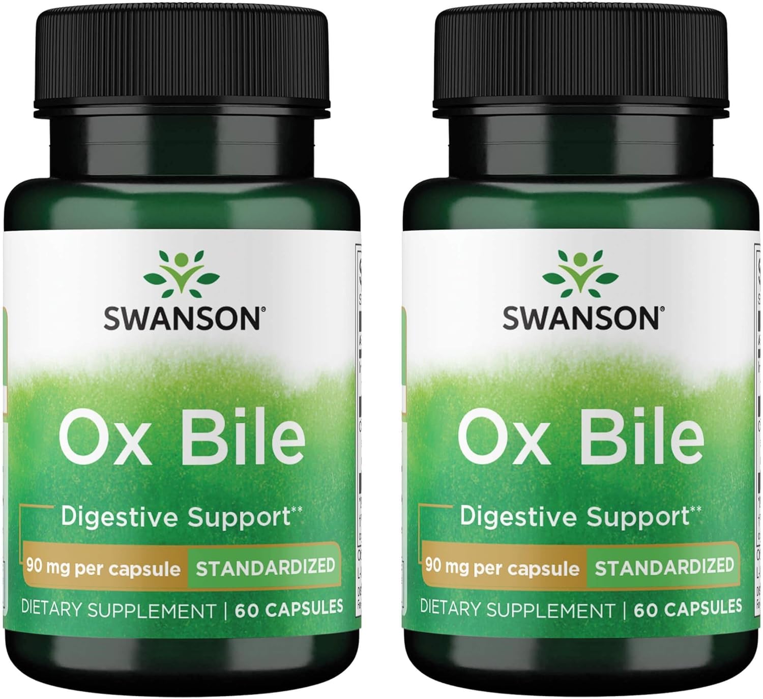 Swanson Premium Ox Bile - 90 mg Standardized Extract, 60 Capsules x2 Pack