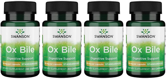 Swanson Premium Ox Bile 90 mg Capsules - 4 Pack