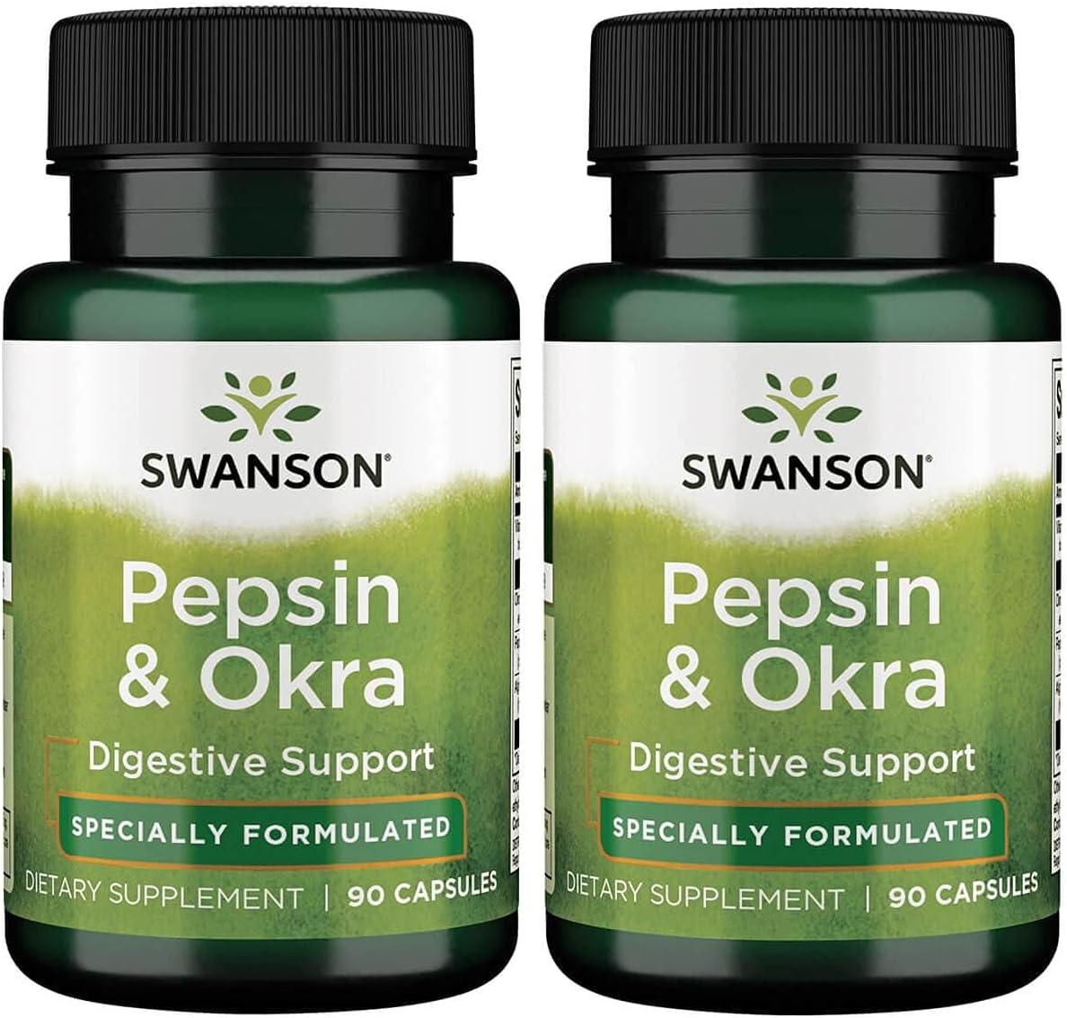Swanson Premium Pepsin and Okra Capsules - 90 Count, Pack of 2