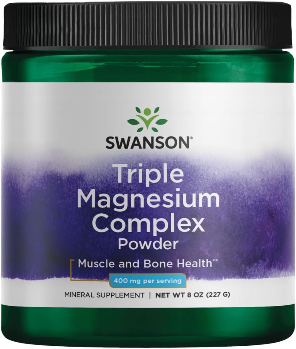 Swanson Premium Triple Magnesium Complex Powder - 400 mg Per Serving - 8 oz Jar