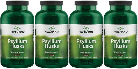 Swanson Psyllium Husk 610mg Fiber Supplement Capsules - 4 Pack, 300 Count