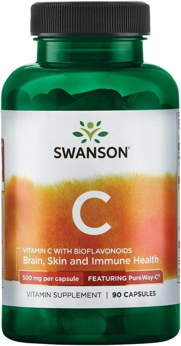 Swanson Pureway-Vitamin C 500mg with Bioflavonoids 500mg - 90 Capsules for Immune Support