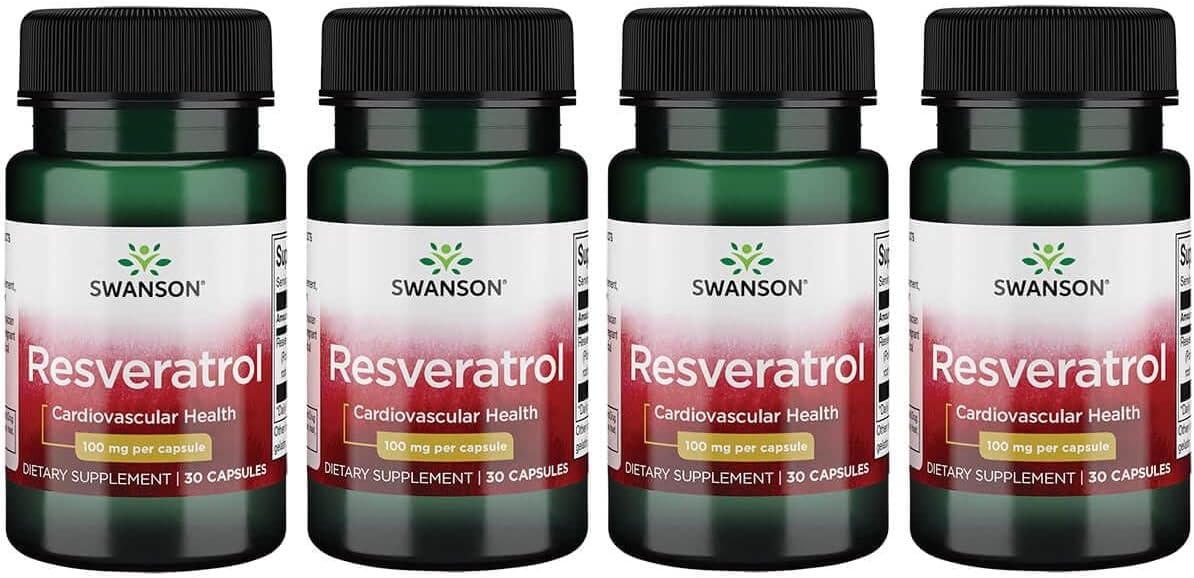 Swanson Resveratrol 100 - 100mg, 30 Capsules (Pack of 4) - Antioxidant Supplement for Heart Health & Longevity