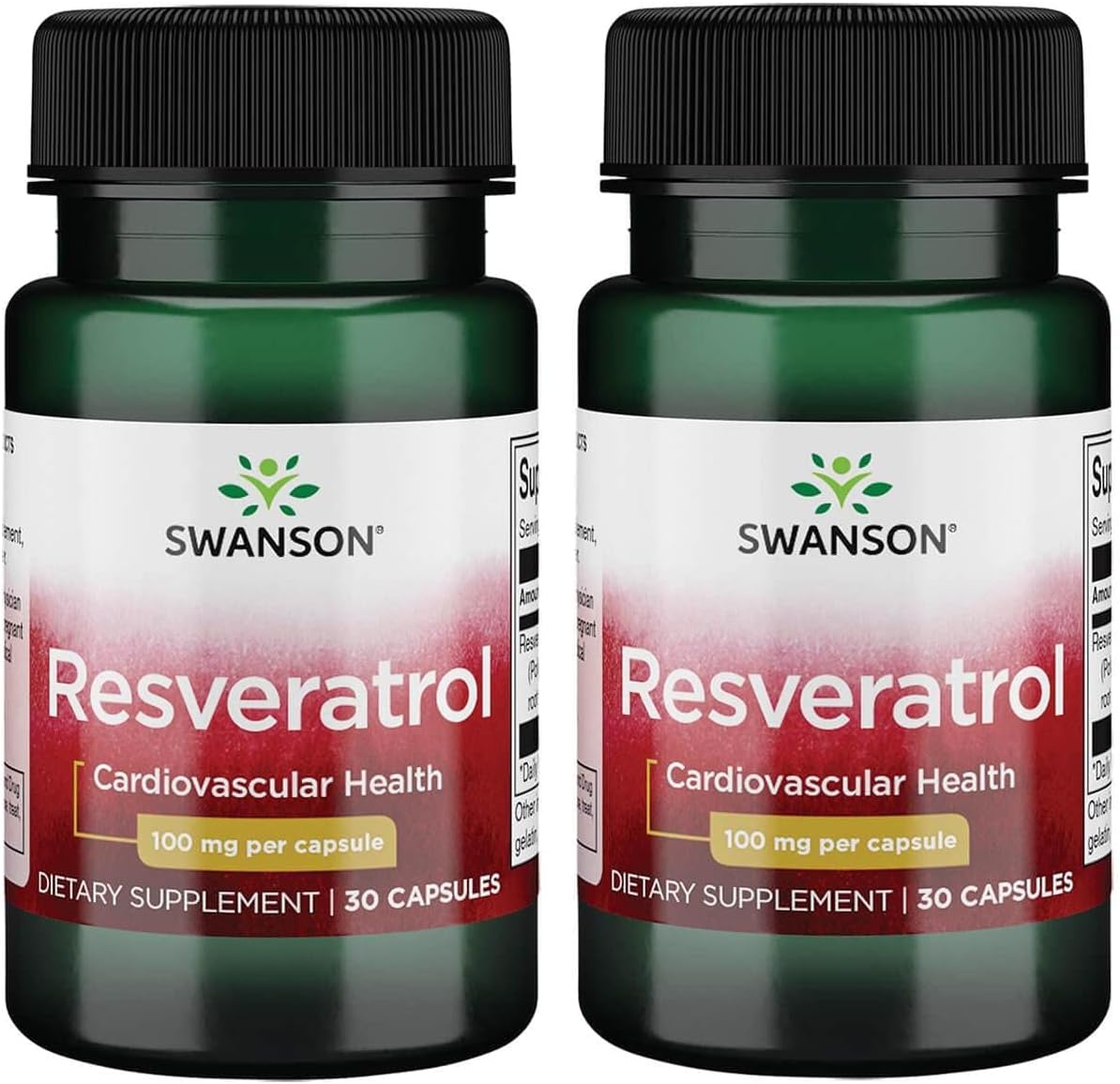 Swanson Resveratrol 100mg Capsules, 60 Count (2 Pack) - Antioxidant Supplement for Heart Health and Longevity