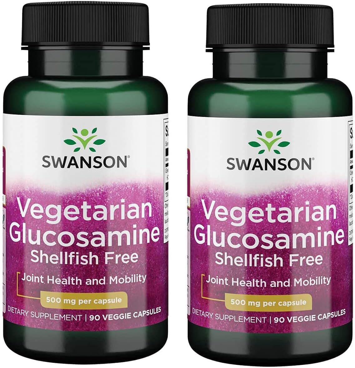 Swanson Shellfish-Free Vegetarian Glucosamine Capsules 500mg - 90 Count (2 Pack)