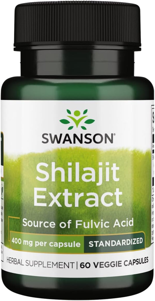 Swanson Shilajit Extract 400mg - 60 Vegetarian Capsules for Energy and Vitality