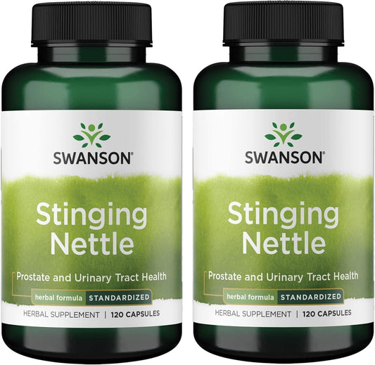 Swanson Stinging Nettles Capsules - Herbal Supplement for Prostate & Urinary Tract Health - Supports Respiratory Health & Fluid Balance - 2 Pack (120 Capsules)