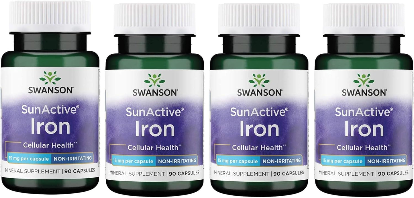 Swanson Sunactive Non-Irritating Iron 15mg Capsules - 360 Count Pack