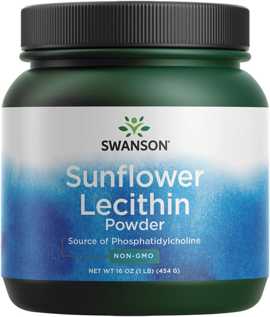 Swanson Sunflower Lecithin Powder - Brain & Nervous System Support - Non-GMO, Soy-Free, Vegetarian - 16 oz