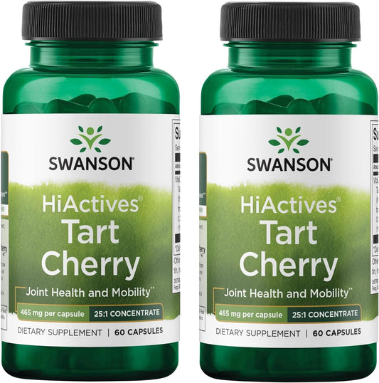 Swanson Tart Cherry Capsules - Joint Health Support Supplement - Enhances Flexibility, Mobility & Collagen Strength - 60 Capsules x 465mg (2 Pack)