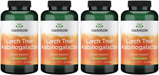 Swanson Ultra Larch Tree Arabinogalactan 500 mg Capsules, 90 Count, Pack of 4