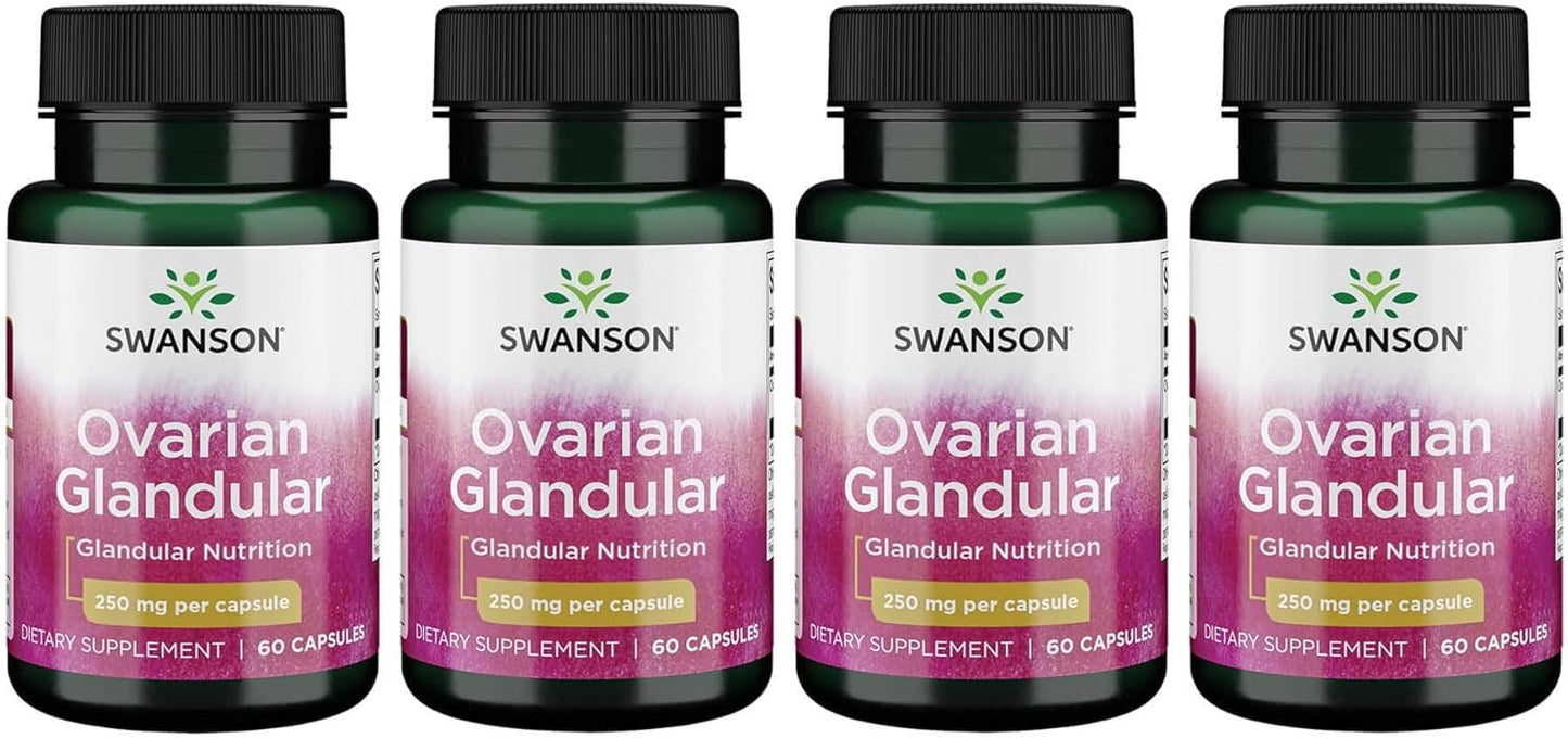 Swanson Women's Ovarian Glandular Supplement - Promotes Glandular Health and Balance - 240 Capsules, 250mg - Premium Bovine Tissue
