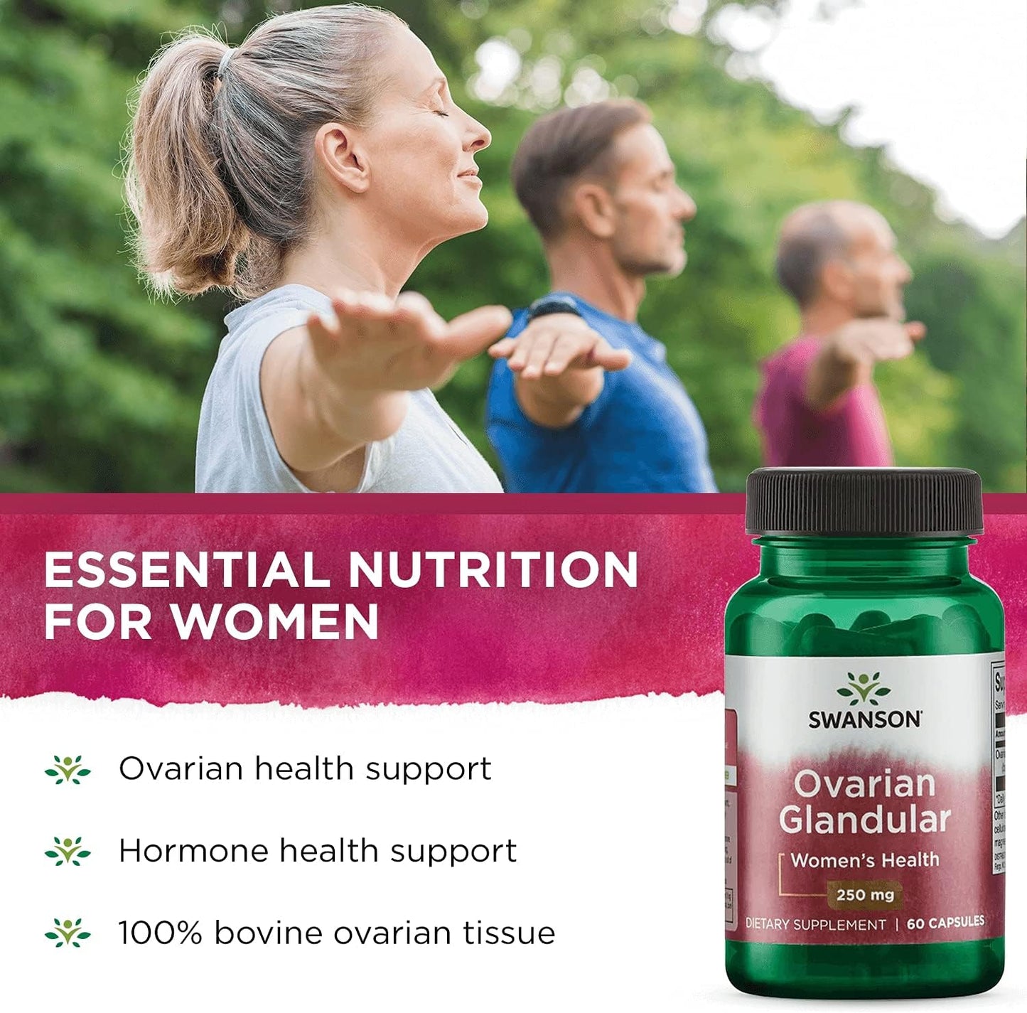 Swanson Women's Ovarian Glandular Supplement - Promotes Glandular Health and Balance - 240 Capsules, 250mg - Premium Bovine Tissue