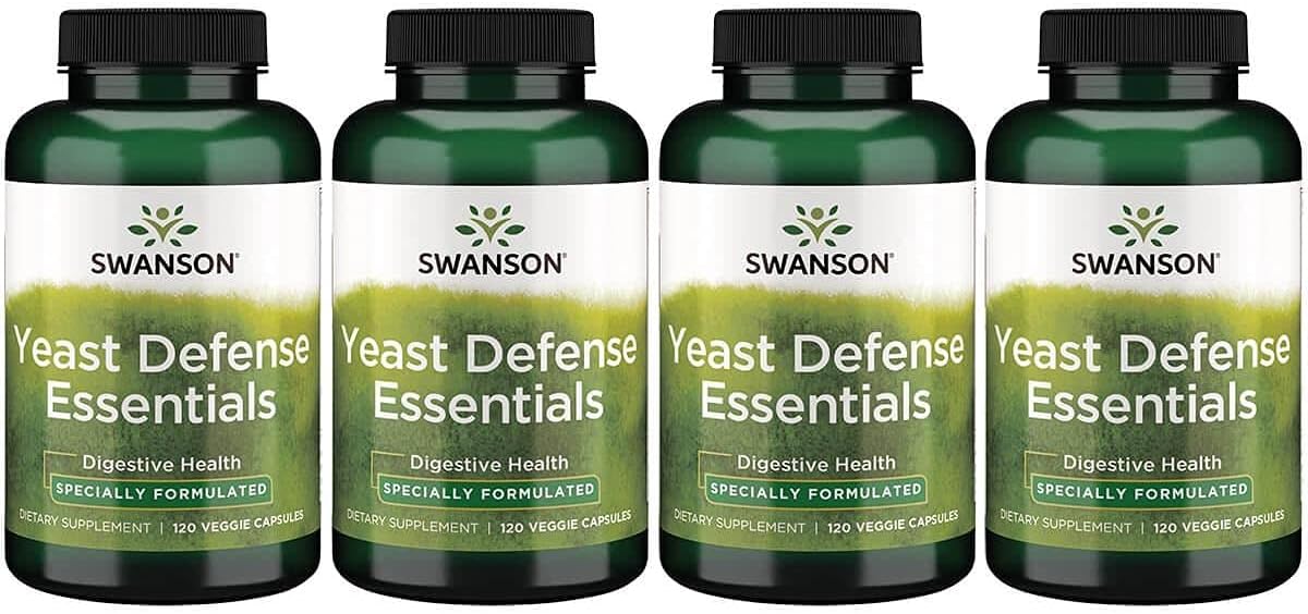 Swanson Yeast Defense Essentials 200 Million Cfu - 120 Vegetable Capsules (4-Pack) for Gut Health