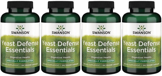 Swanson Yeast Defense Essentials 200 Million Cfu - 120 Vegetable Capsules (4-Pack) for Gut Health