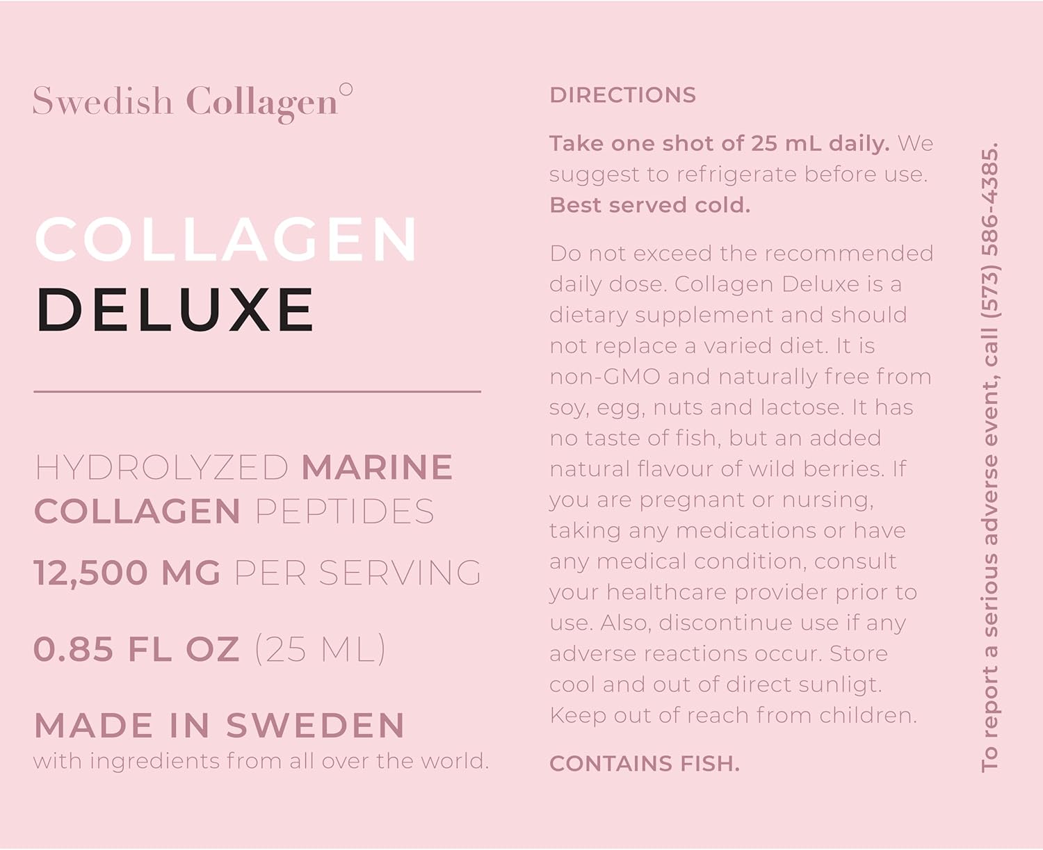 Swedish Collagen Deluxe Bundle - 30 Shots x 2, 8-Week Supply, 12500mg Marine Collagen, Hyaluronic Acid, Biotin, Vitamin C, Sugar-Free