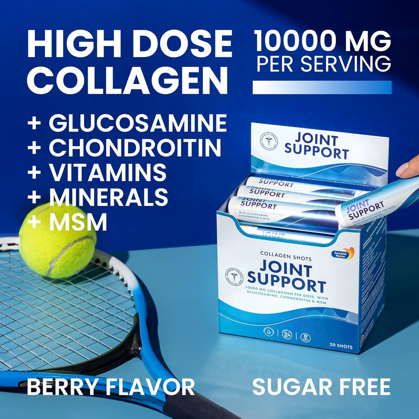Swedish Nutra Joint Support Shots - Collagen & Turmeric - 20 Shots - Sugar-Free