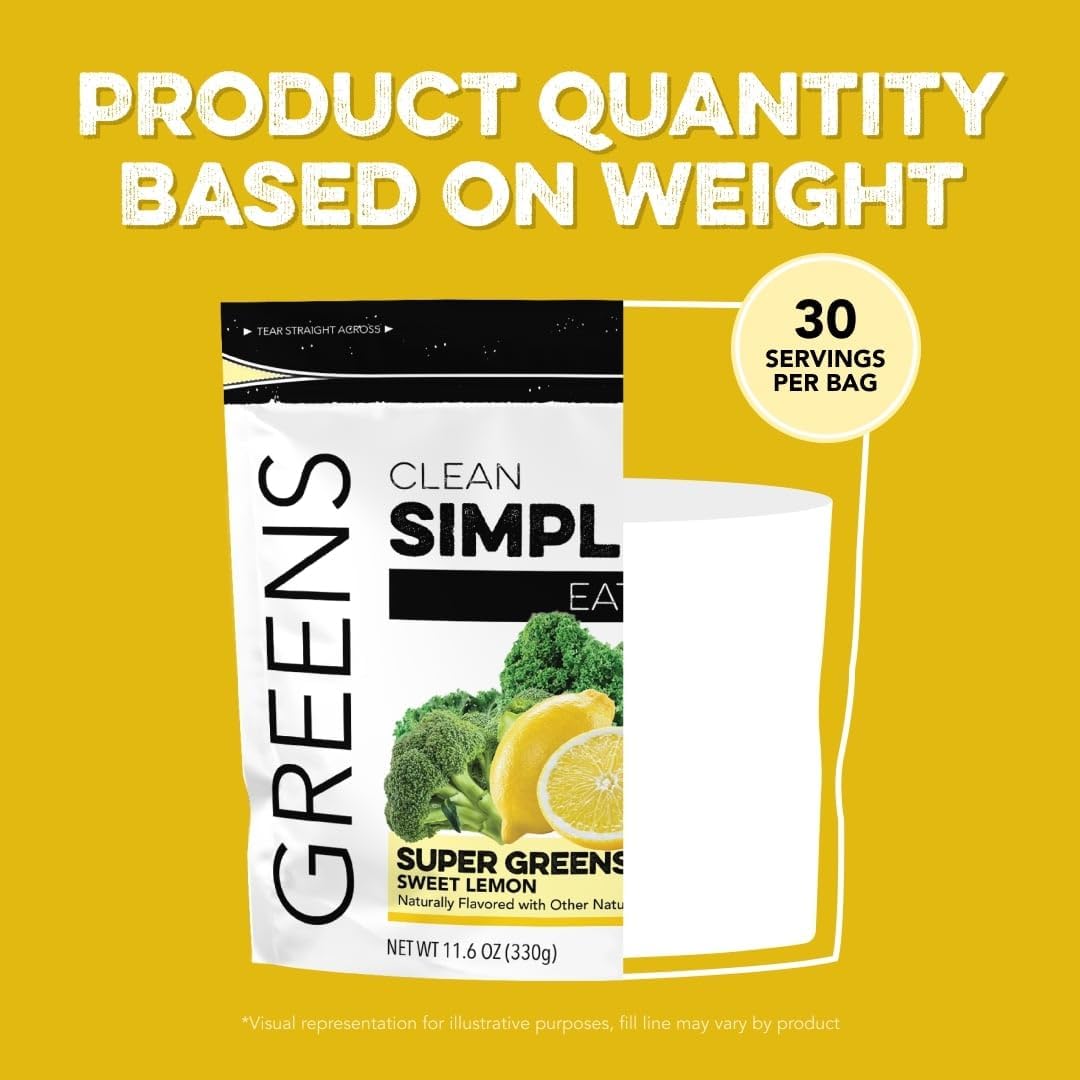 Sweet Lemon Greens Powder Mix - Superfood Smoothie & Juice Mix with Chlorella & Spirulina - Gluten Free & Organic (30 Servings)