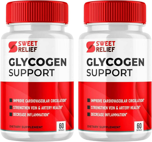 Sweet Relief Glycogen Support Capsules - Advanced Formula for Overall Wellness - Blood Vessel Cleaner - Mega Hits SweetRelief (2 Pack, 120 Capsules)