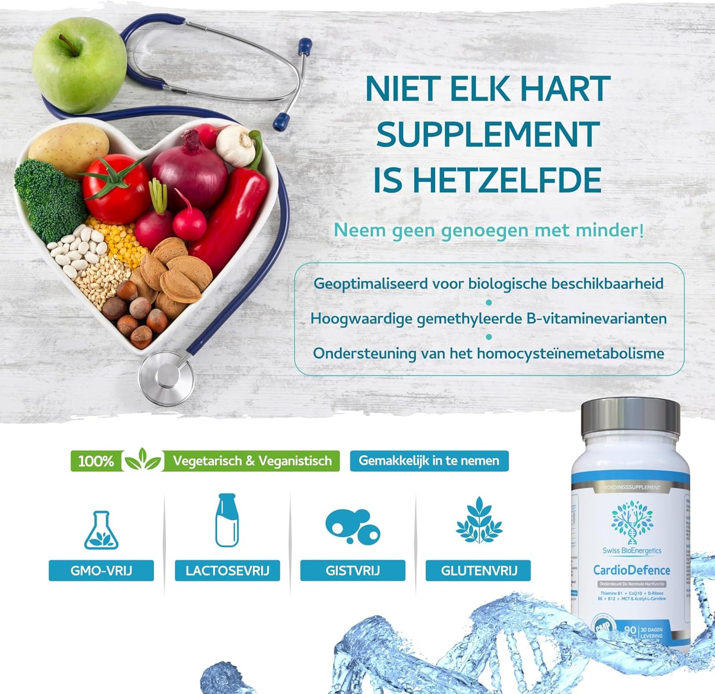 Swiss Bioenergetics CardioDefence - 90 Capsules with CoQ10, D-Ribose, Acetyl L-Carnitine, B Vitamins, MCT for Heart Health and Energy