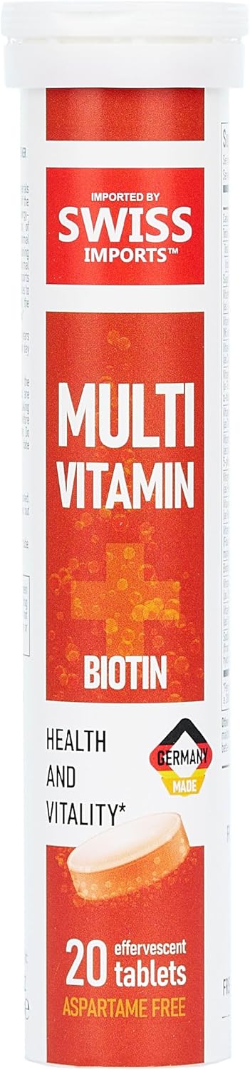 Swiss Imports Effervescent Multivitamins with Biotin - Wellness and Vitality Supplement, 3-Pack, 60 Tablets