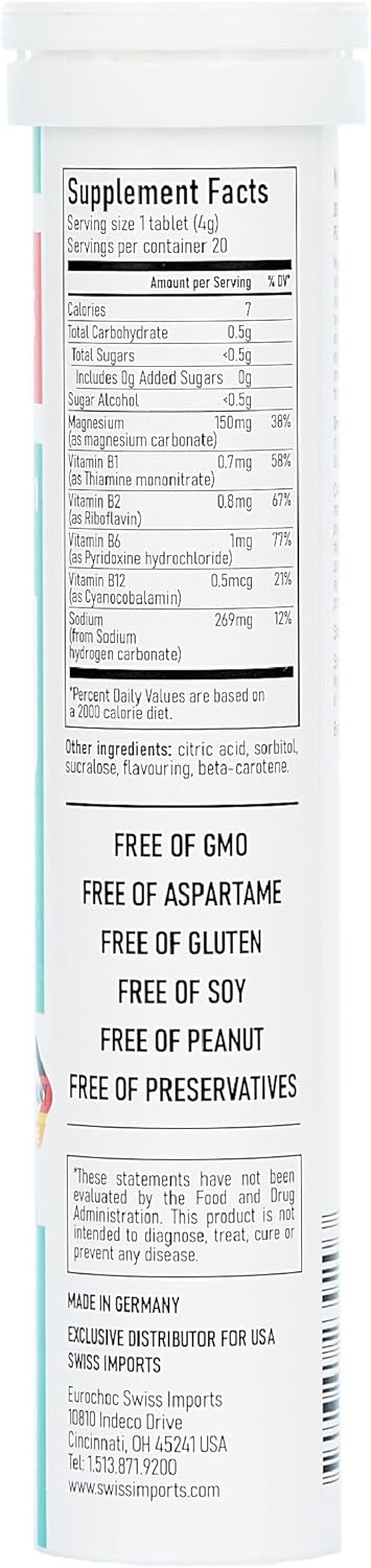 Swiss Imports Magnesium B Complex Effervescent Dietary Supplement - 20 Tablets