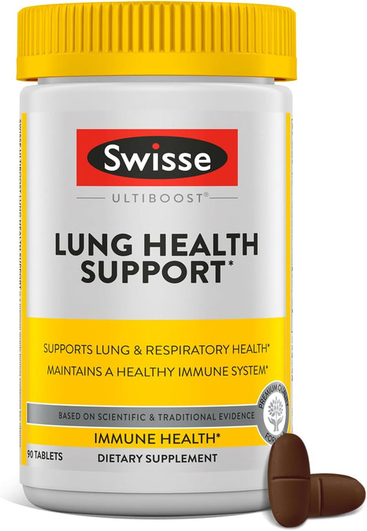 Swisse Lung Health Tablets | Enhances Respiratory Health with Mullein Leaf & Reishi | Boosts Immune System with Zinc & Vitamin C | 90 Tabs