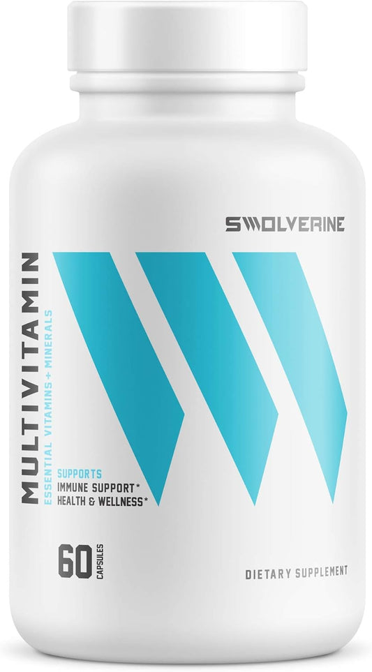 Swolverine Multivitamin Capsules with Enhanced Minerals & Vitamins - Includes Magnesium, Zinc, Chromium, Iron, Calcium, Biotin (30 Servings)
