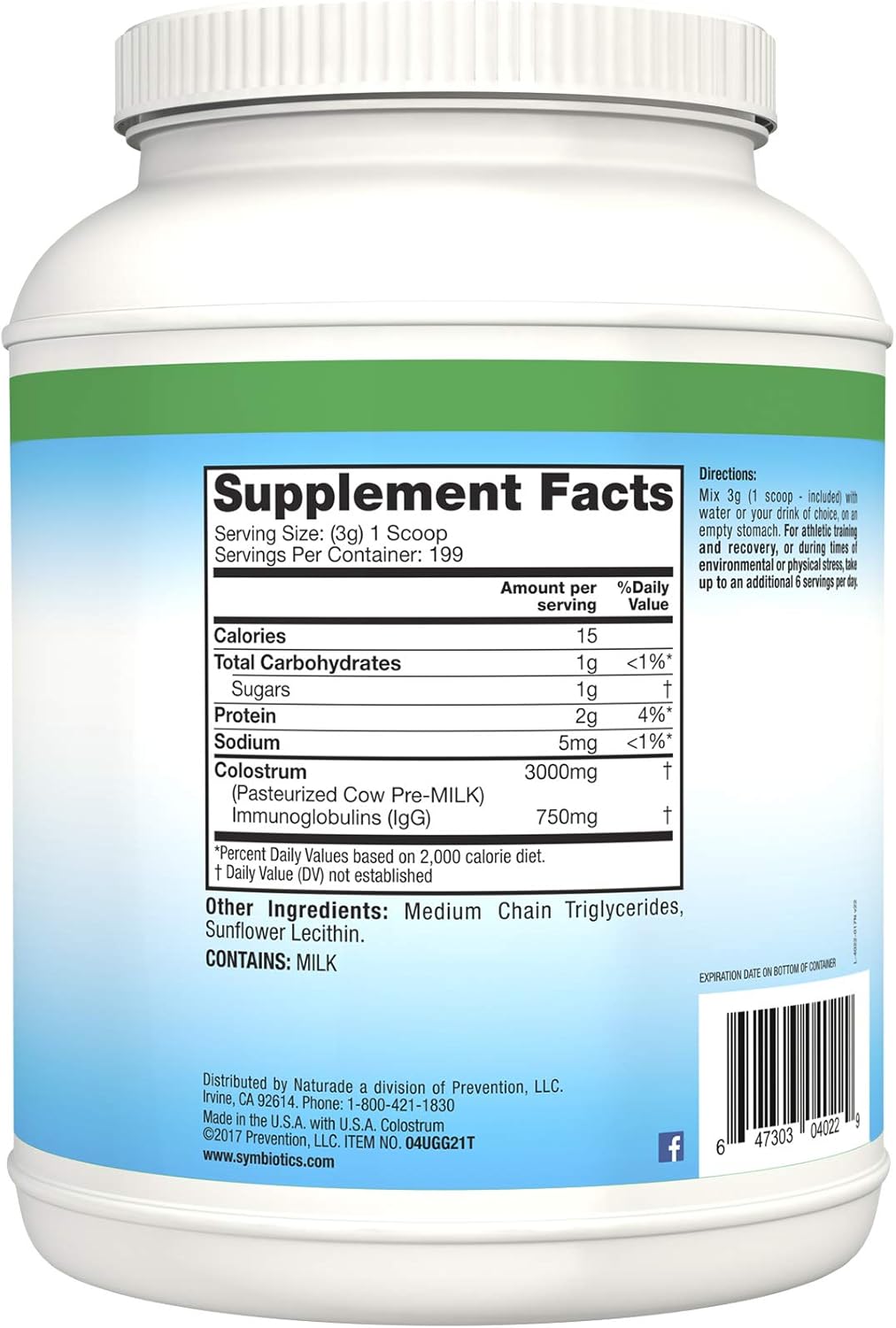 Symbiotics Colostrum Plus Powder 21 oz (597 g) - Boost Immune System & Athletic Performance - Rich in Immunoglobulin & lgG Antibodies - Gluten Free Formula