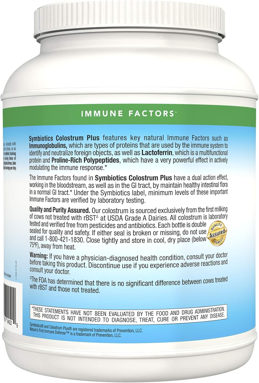 Symbiotics Colostrum Plus Powder 21 oz (597 g) - Boost Immune System & Athletic Performance - Rich in Immunoglobulin & lgG Antibodies - Gluten Free Formula