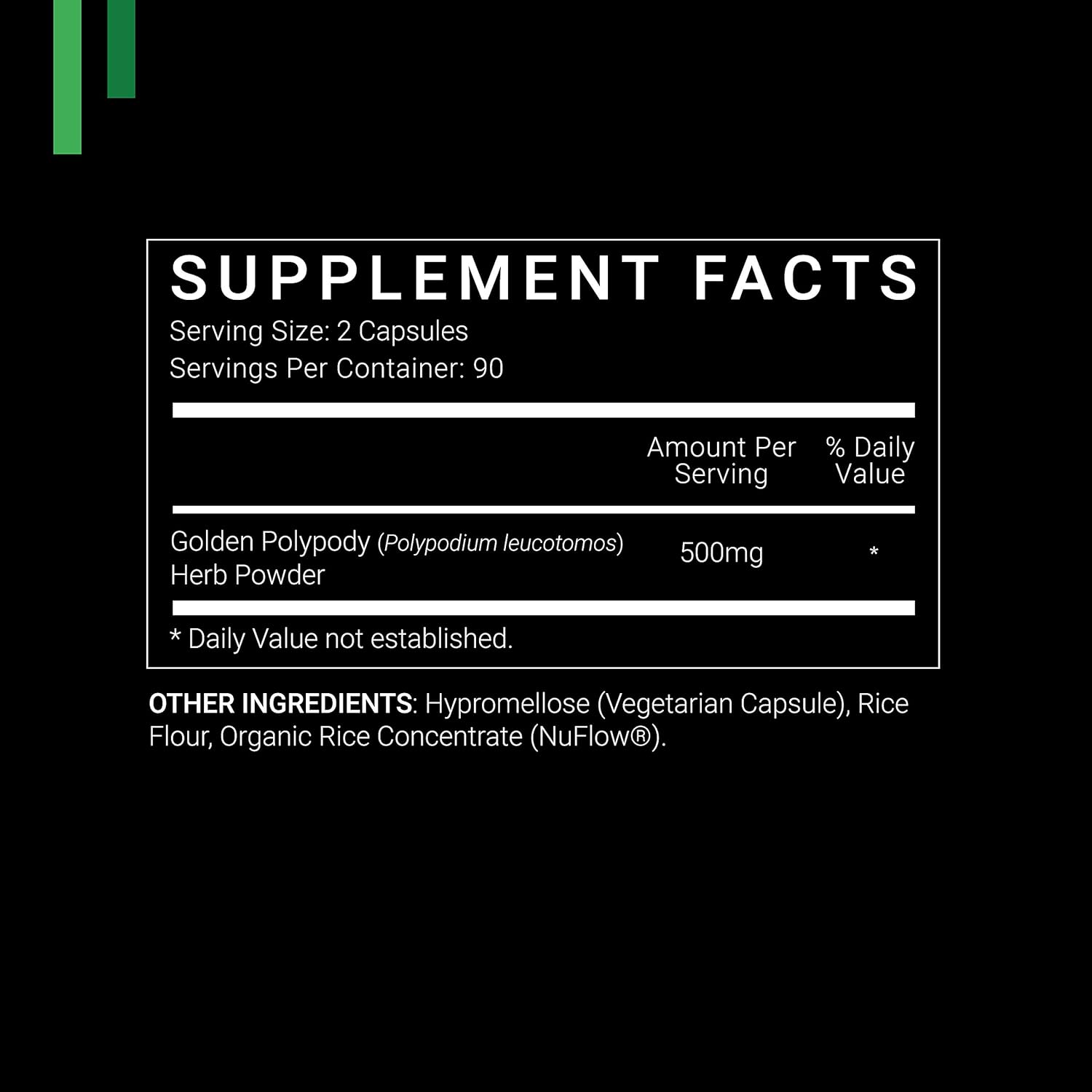 SYMNUTRITION Polypodium Leucotomos 500mg V-Capsules - 180 Count, 90 Servings, Vegan & Gluten Free - Made in USA cGMP Facility