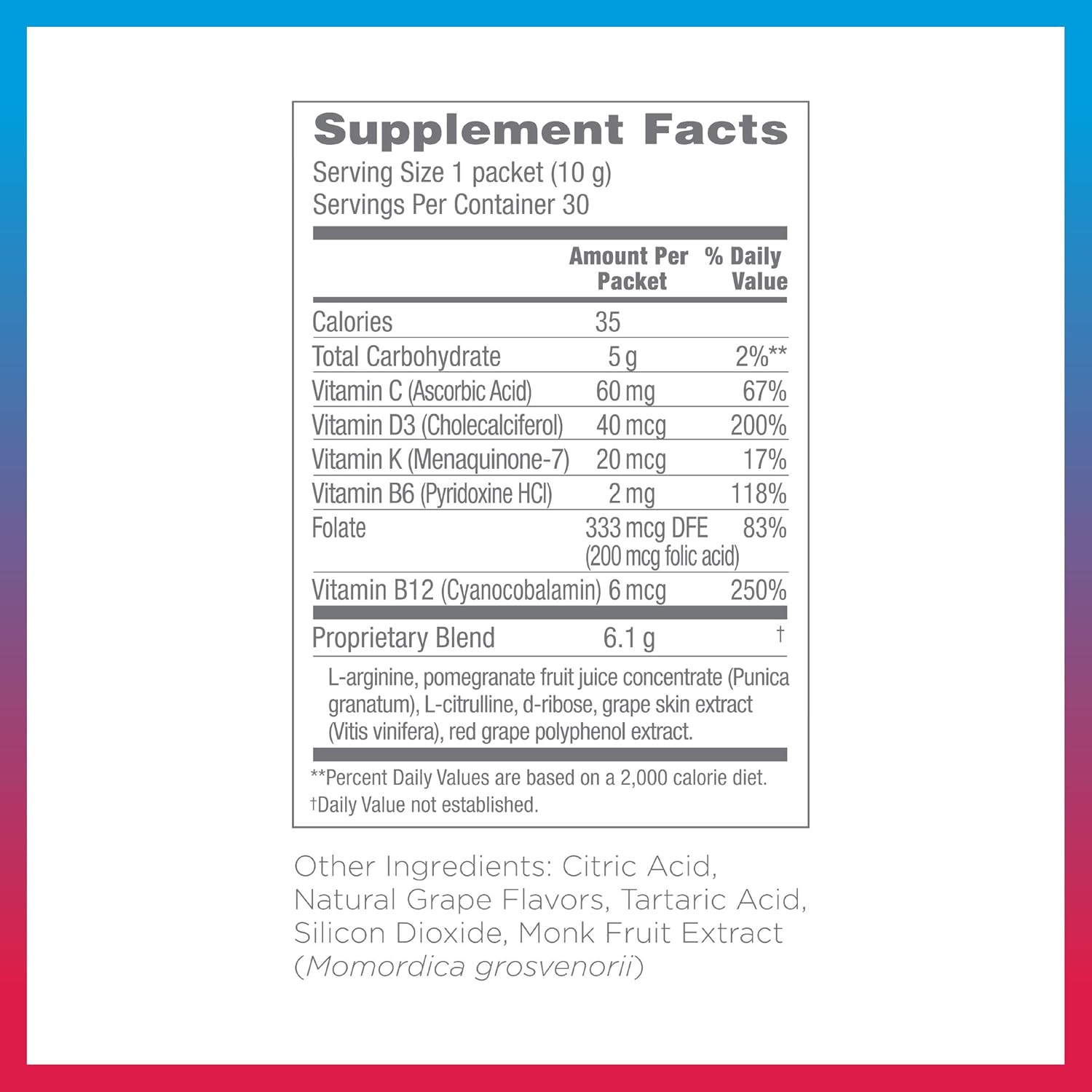 Synergy ProArgi-9 Plus Grape L-Arginine Complexer Dietary Supplement - 30 Packets