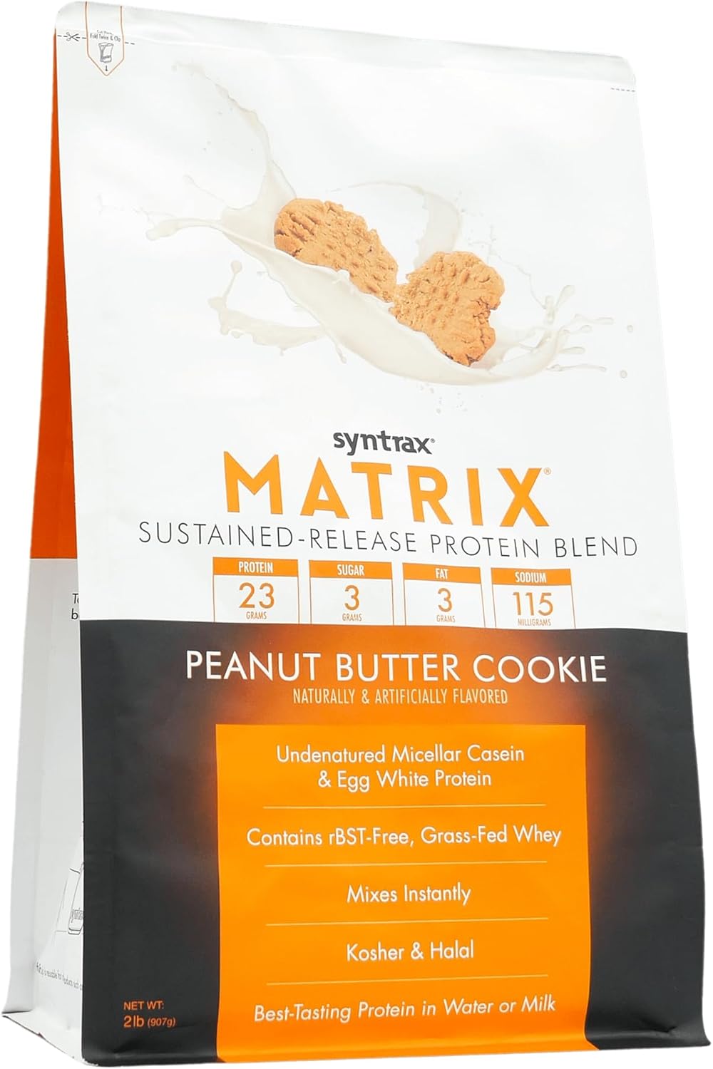 Syntrax Nutrition Matrix Protein Powder with Real Cookie Pieces, Peanut Butter Cookie Flavor, 2 lbs