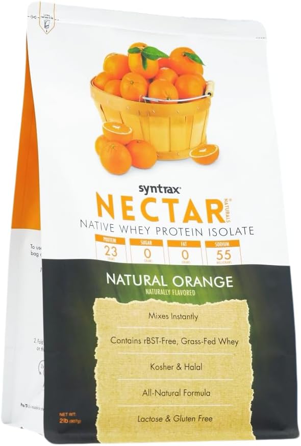 Syntrax Nutrition Nectar Naturals Whey Protein Isolate, Natural Orange Flavor, 2 lbs