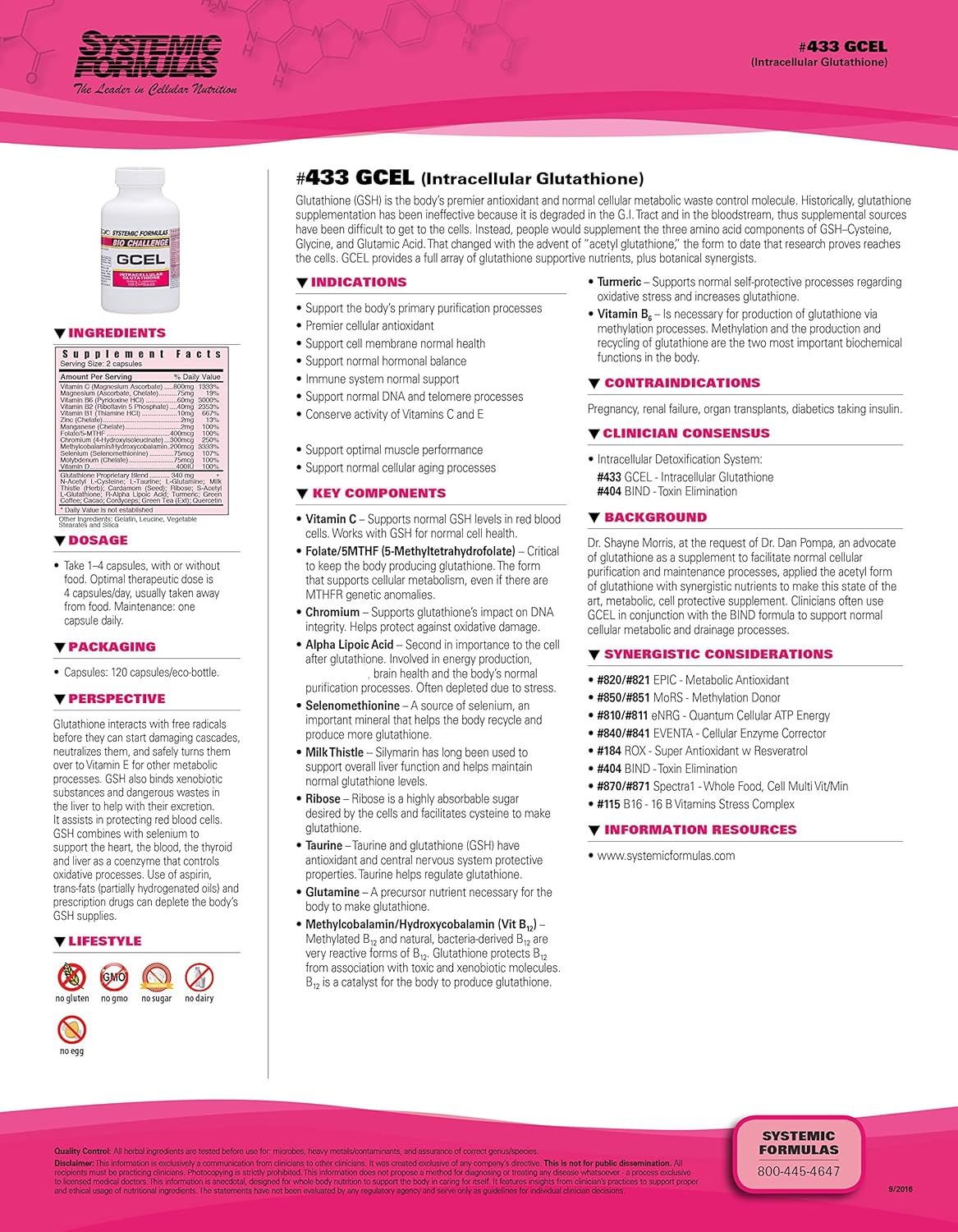 Systemic Formulas #433 GCEL - Cellular Energy Support Supplement