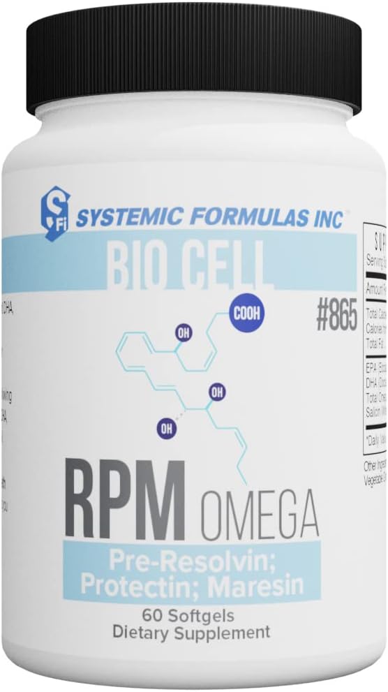 Systemic Formulas RPM Pre-Resolvin, Protectin, Maresin Capsules - Cardiovascular Health Support, 60ct, Bio Cell #865. Brain Development Boost, 60 Count