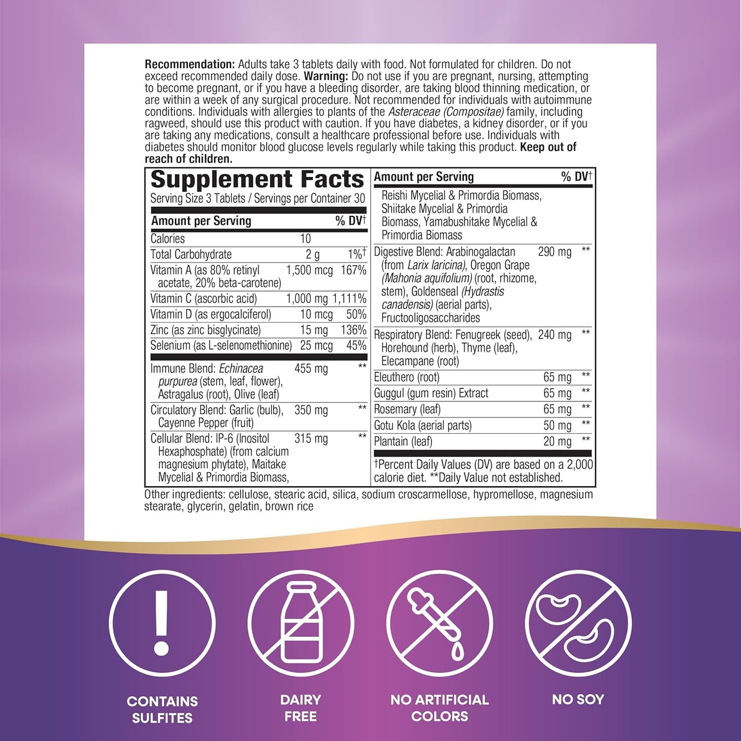 SystemWell Ultimate Immune Support Supplement with Vitamins C, A, D, Zinc, Selenium - 90 Tablets