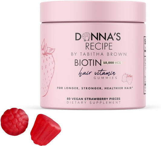 Tabitha Brown Vegan Biotin Hair Vitamin Gummies - Donna's Recipe for Stronger Hair