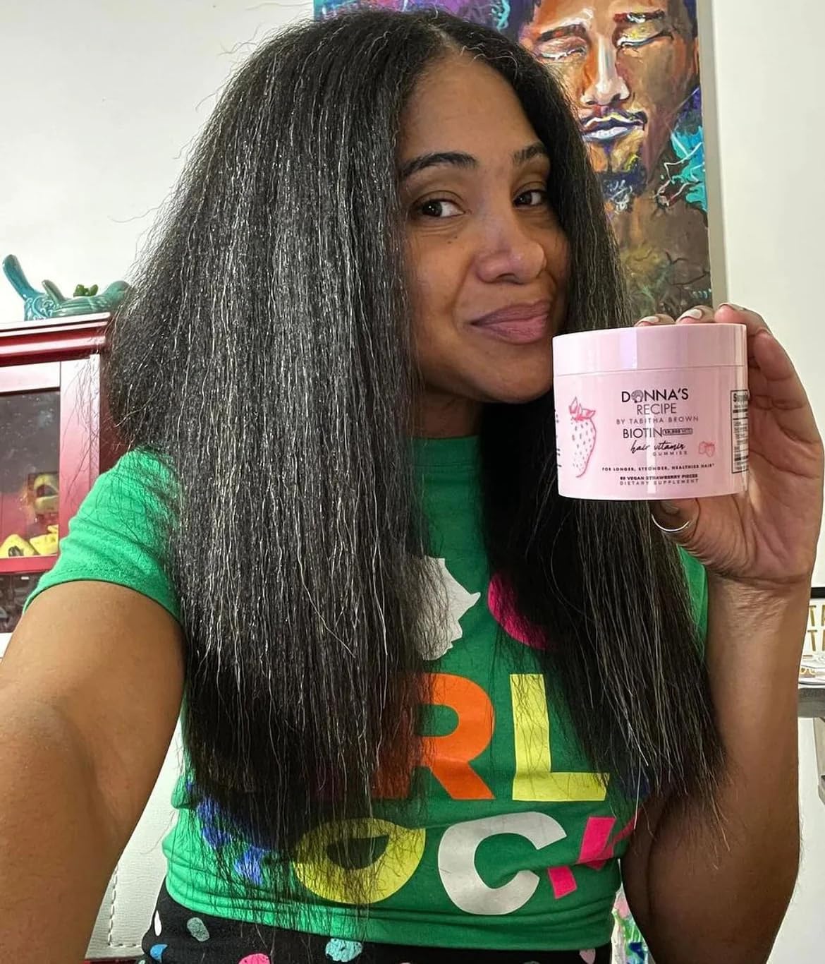 Tabitha Brown Vegan Biotin Hair Vitamin Gummies - Donna's Recipe for Stronger Hair