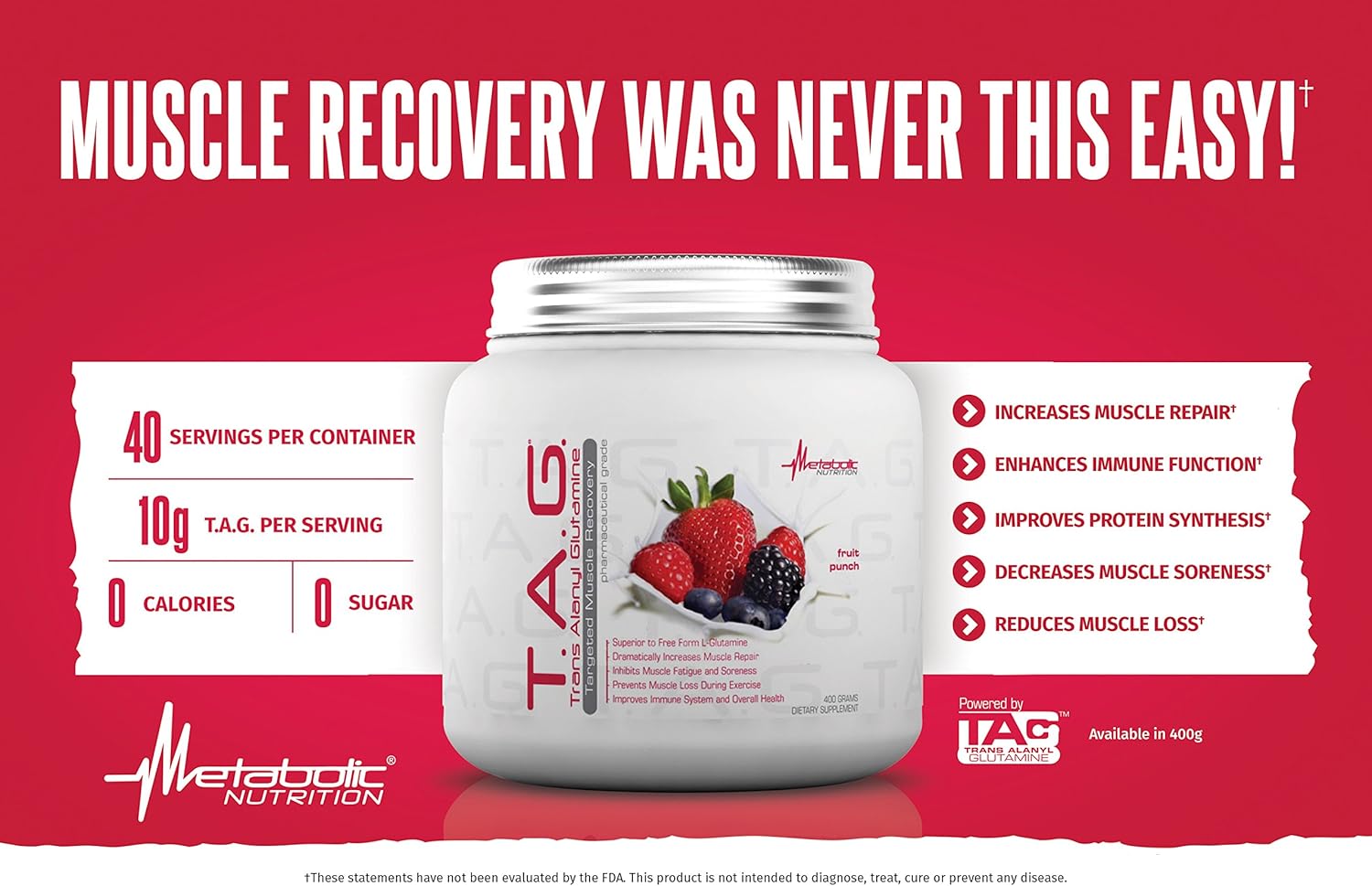 TAG Trans Alanyl Glutamine Powder - 100% L-Glutamine Peptide Supplement for Pre, Intra, Post Workout - 400g (Green Apple)