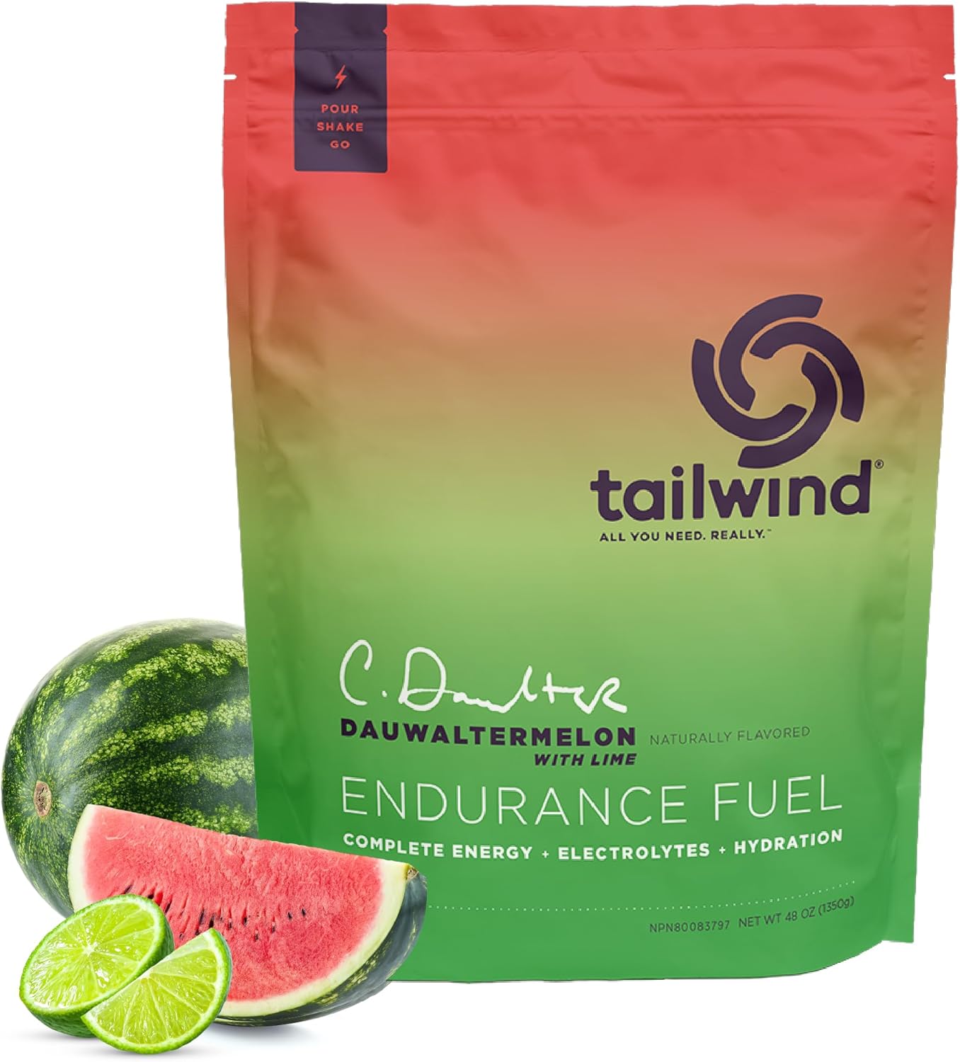 Tailwind Nutrition Endurance Fuel Powder Mix - Vegan, Non-GMO, Electrolyte Sports Drink - Dauwaltermelon Flavor, 50 Servings