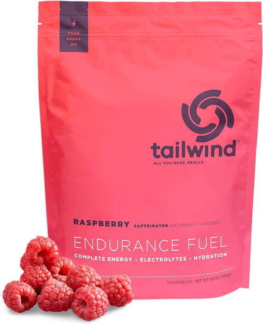 Tailwind Nutrition Endurance Fuel Raspberry Buzz Sports Drink Mix Powder - 50 Servings, Caffeinated & Vegan Formula