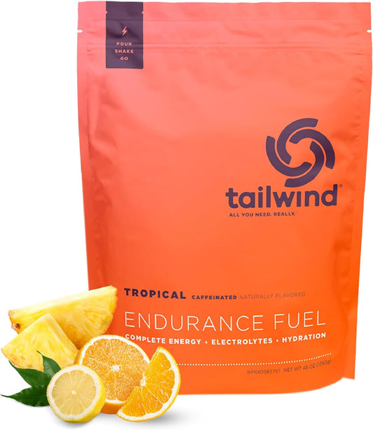 Tailwind Nutrition Tropical Buzz Endurance Fuel: Caffeinated Electrolyte Sports Drink Mix, Gluten-Free & Vegan, 50 Servings