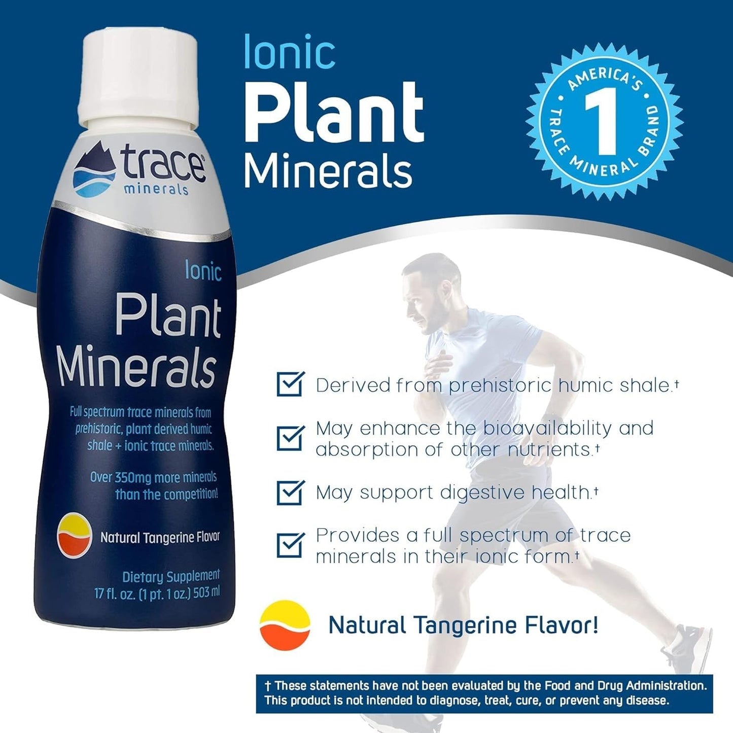 Tangerine Liquid Ionic Plant Minerals Dietary Supplement - Certified Vegan, Non GMO, Gluten Free - 17 Fl Oz