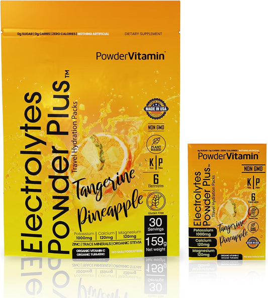 Tangerine Pineapple Electrolyte Powder with 1000mg Potassium, Keto-Friendly, Sugar-Free - 30 Packets